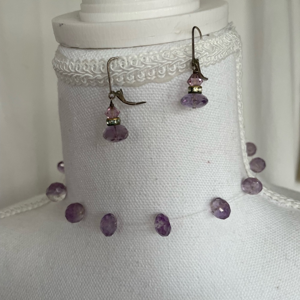 Amethyst and 925 Necklace + Earring